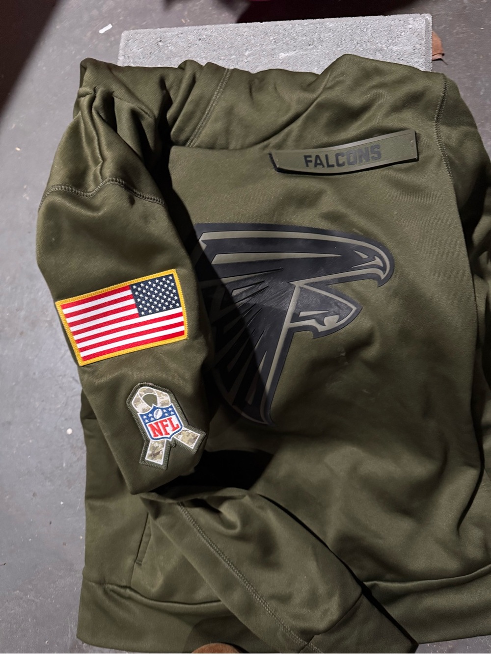 Nike Olive Green Falcons Pullover with Black Swoosh